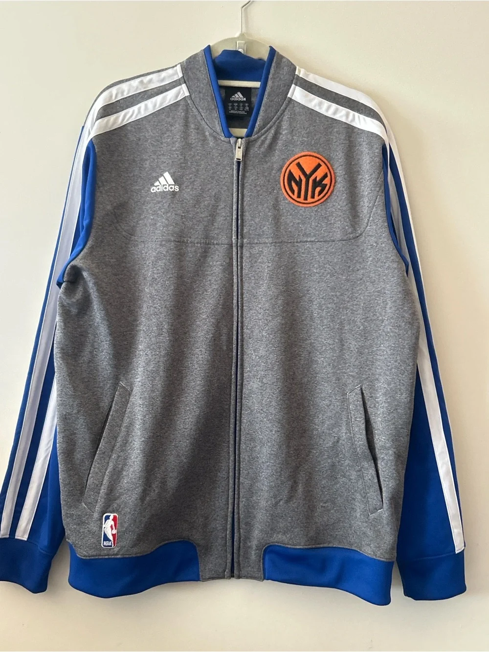Adidas NBA Knicks On-Court Winter Full Zip Track Jacket Charcoal/Royal Blue